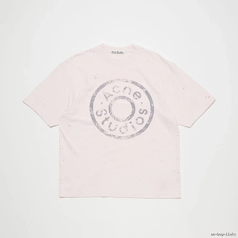 Acne Studios 2090-80 Pink Multicolor Pink Style Ac908041 Stockholm Logo T-Shirt Commuter Look