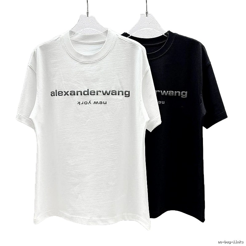 Alexander Wang Letter Print Casual Black and White Short Sleeve T-Shirt