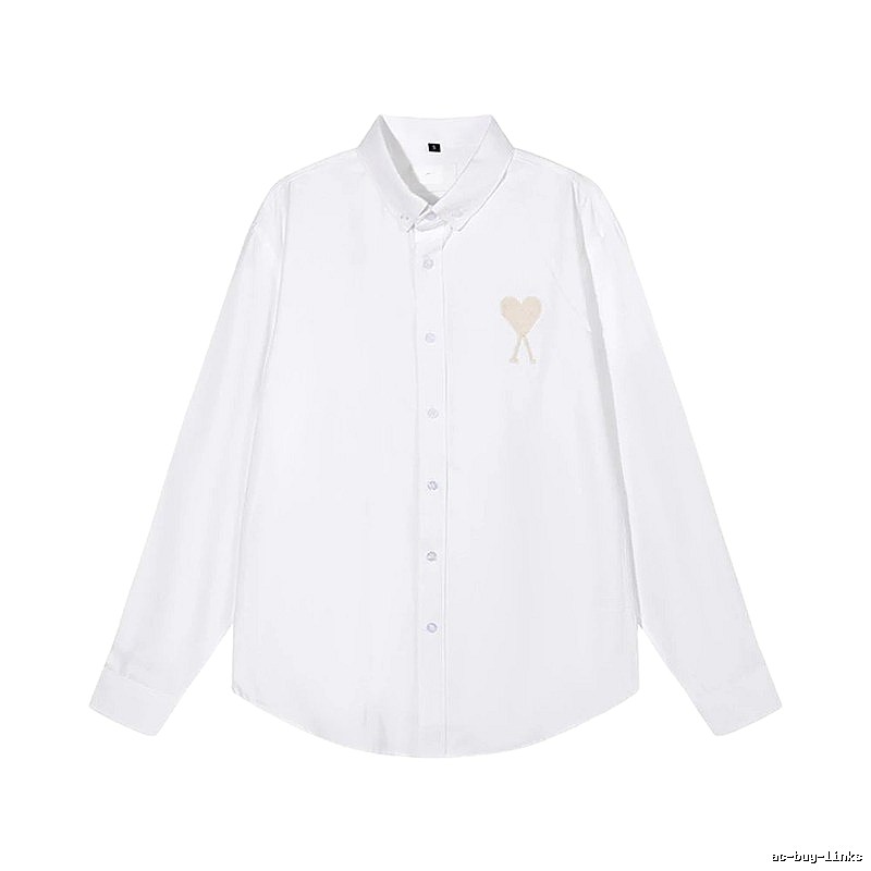 AMI Heart Embroidery White Shirt