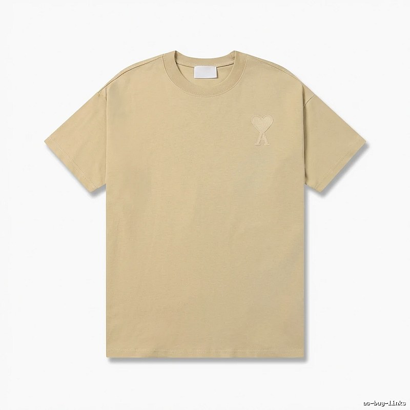 AMI Love Minimalist Style Beige T-shirt