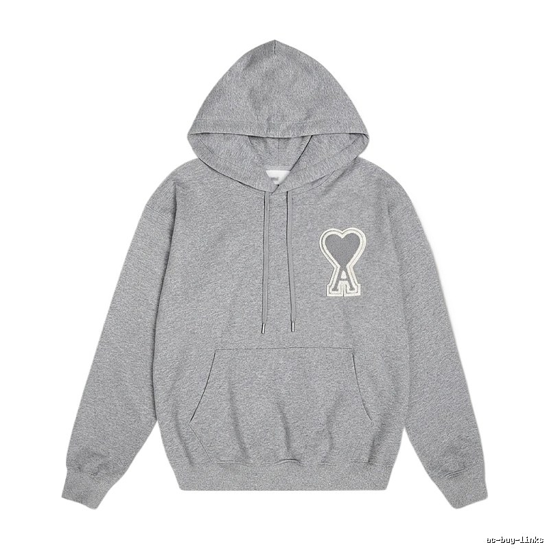AMI Love Minimalist Style Grey Hoodie