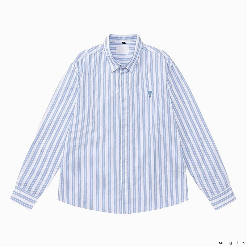 AMI Stripe Simple Blue Shirt