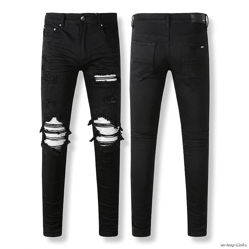 AMI trendy brand black jeans with holes