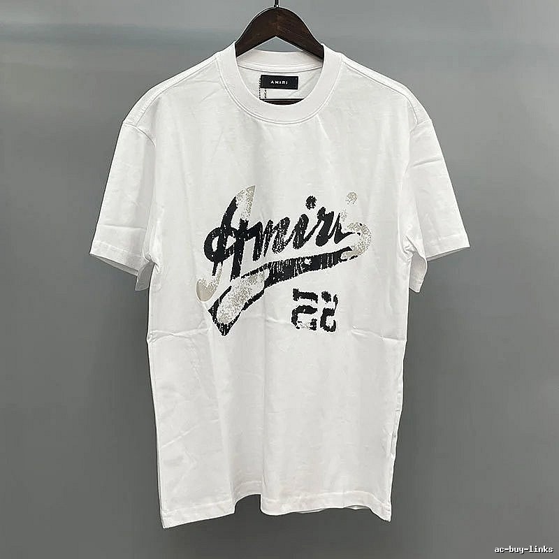 Amiri Black Lettering With Slash Detail White Records Graphic T-Shirt Resort Wear