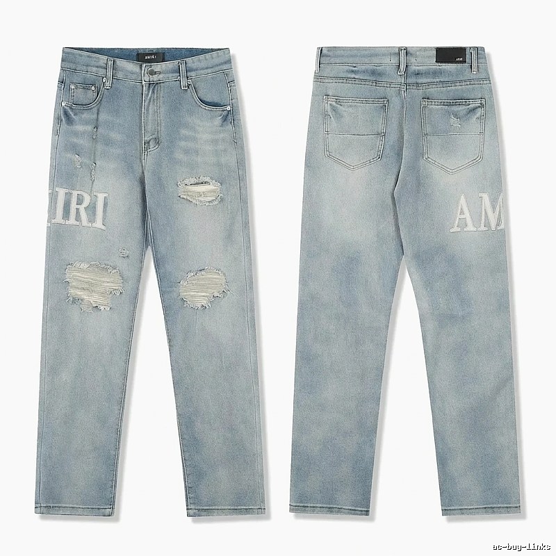 AMIRI Ripped Denim Blue Jeans