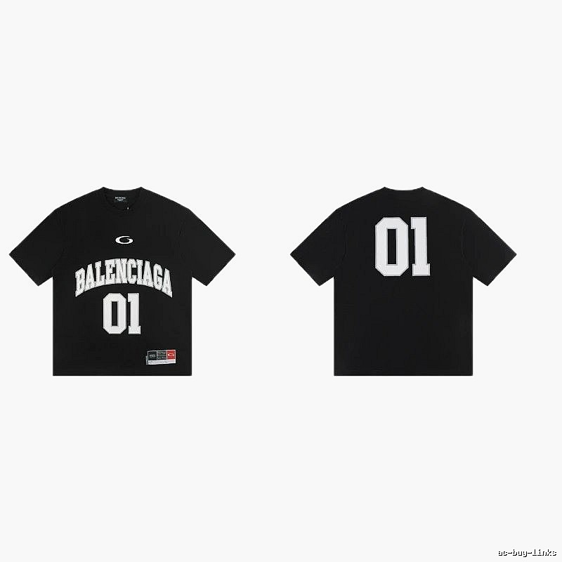 Balenciaga 01 Printed Street Style Black T-shirt