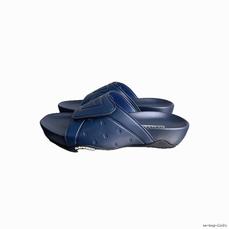 Balenciaga Classic Embossed Trendy Cool Style Navy Blue Slippers