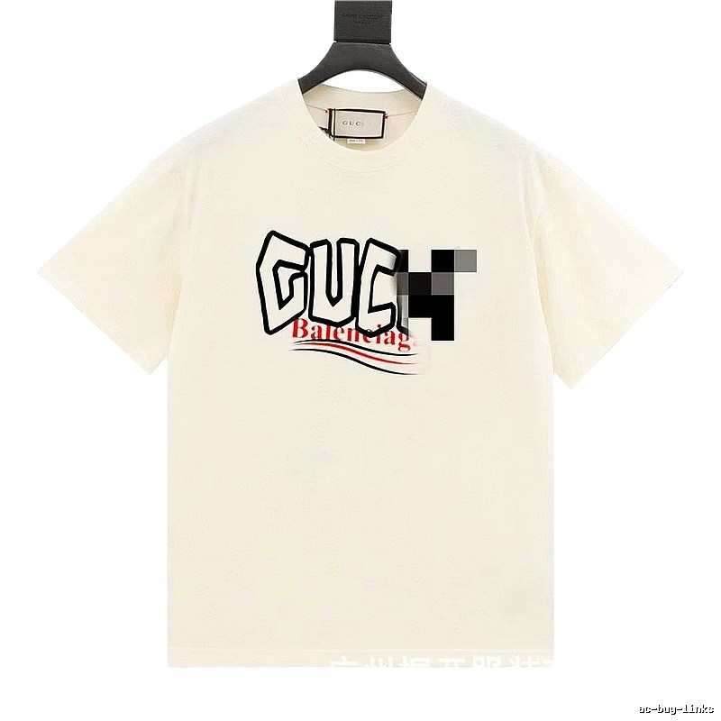 Balenciaga Co-branded Graffiti-style Off-white T-Shirt