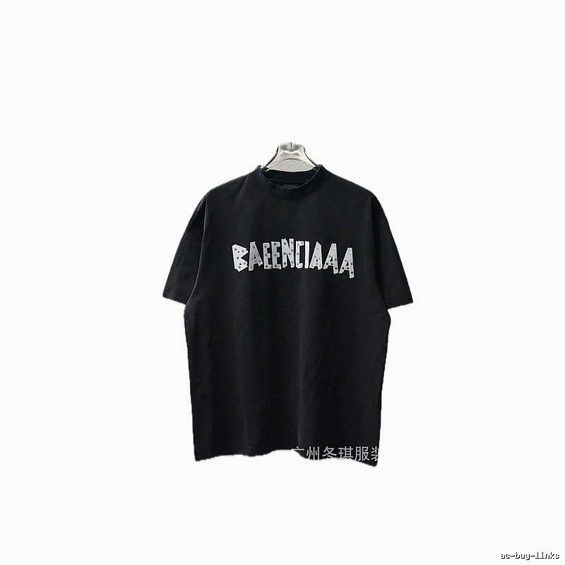 Balenciaga Letter Trendy Cool Black T-shirt