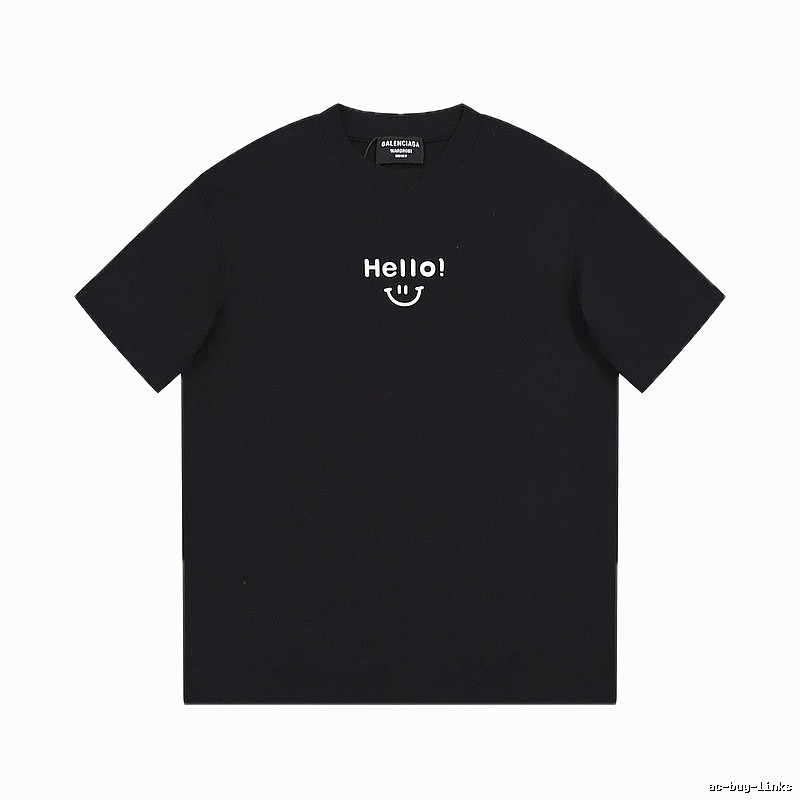 Balenciaga Smiley Print Street Style Black T-Shirt