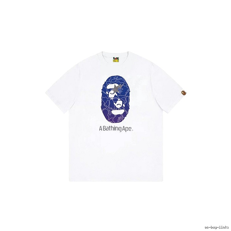 Bape ape face print short-sleeved white T-shirt