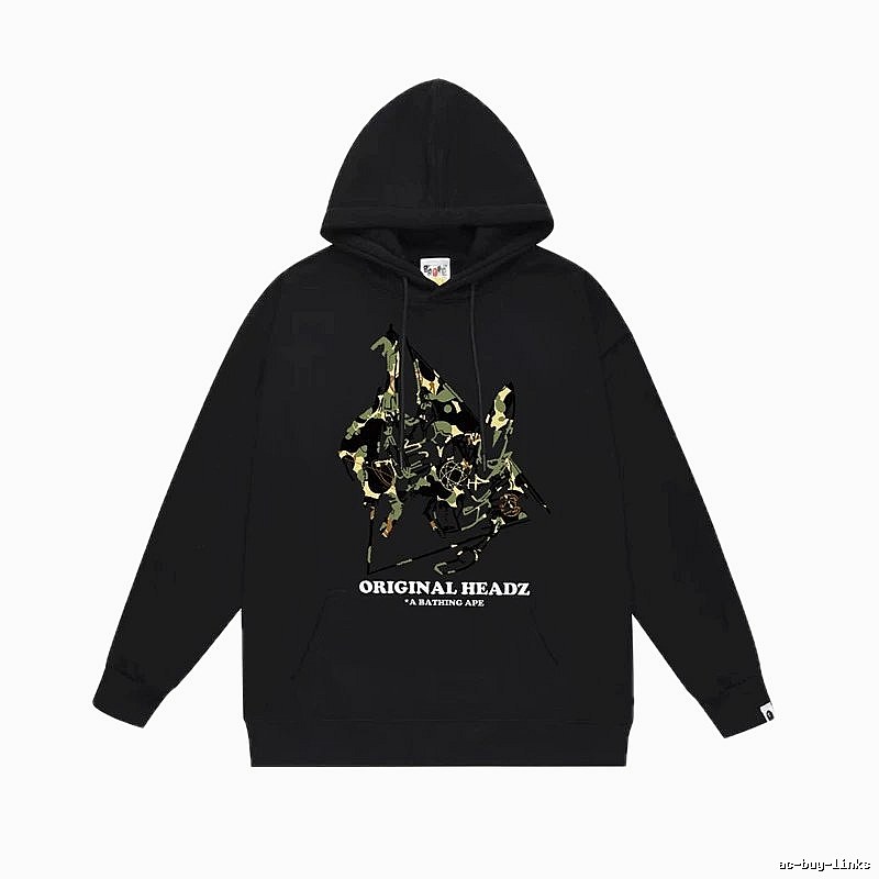 Bape camouflage-style black hoodie