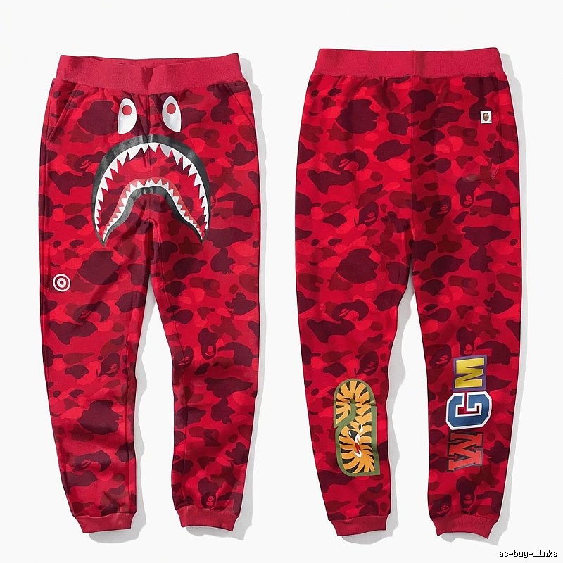 Bape camouflage-style red sweatpants