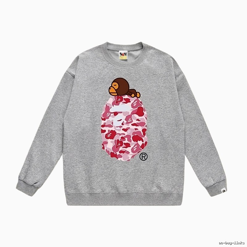 Bape cartoon camouflage style gray sweatshirt