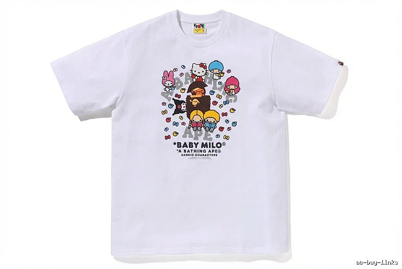 Bape cartoon - printed white T - shirt