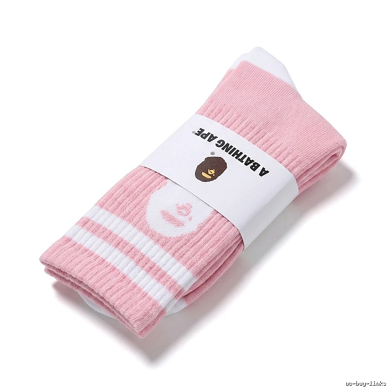 Bape striped cute style pink socks