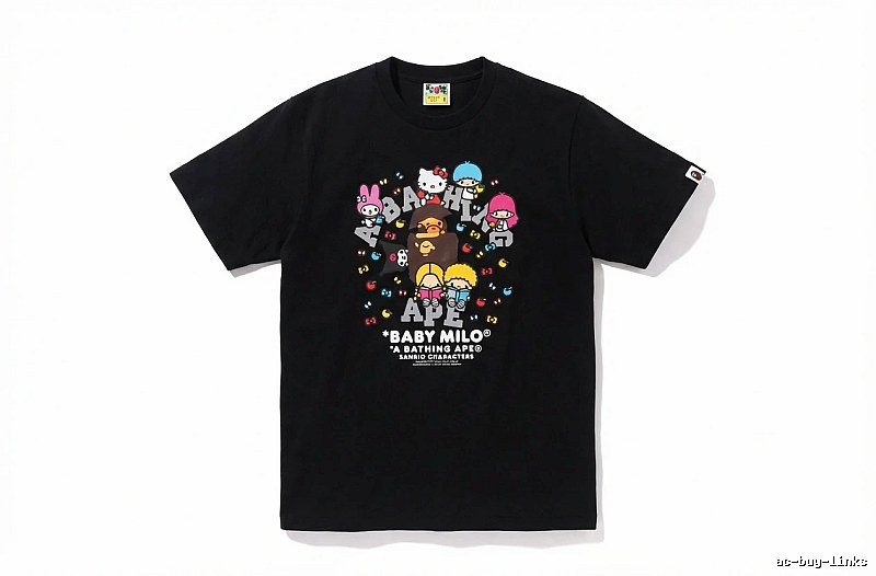Black T-shirt with Bape cartoon prints