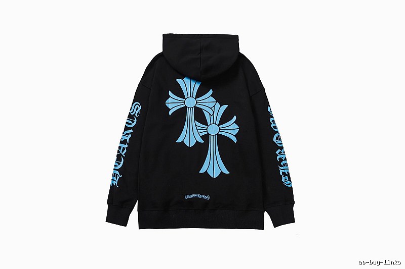 Chrome Hearts Classic Cross graphic hoodie Black Blue Cross for Daily Styling