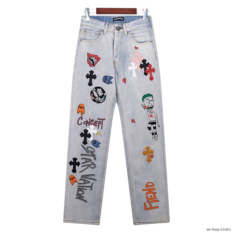 Chrome Hearts Classic Graphic jeans Light Denim Jeans for Daily Styling