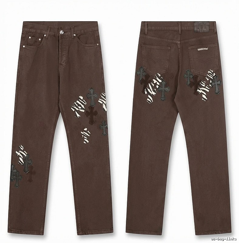 Chrome Hearts Cross Dark Style Brown Pants