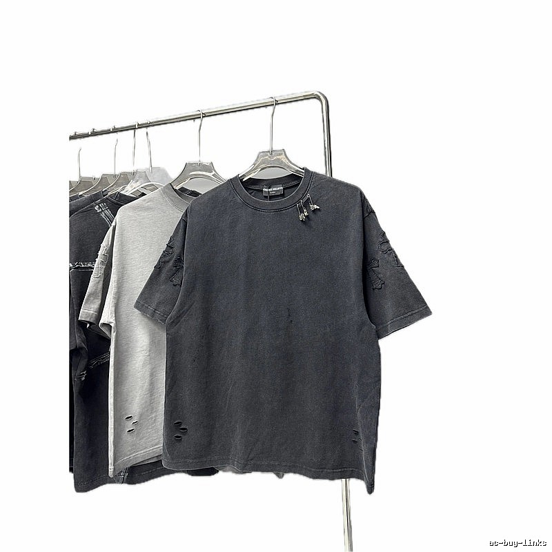 Chrome Hearts Cross Distressed Vintage Charcoal Black Short-sleeve T-shirt