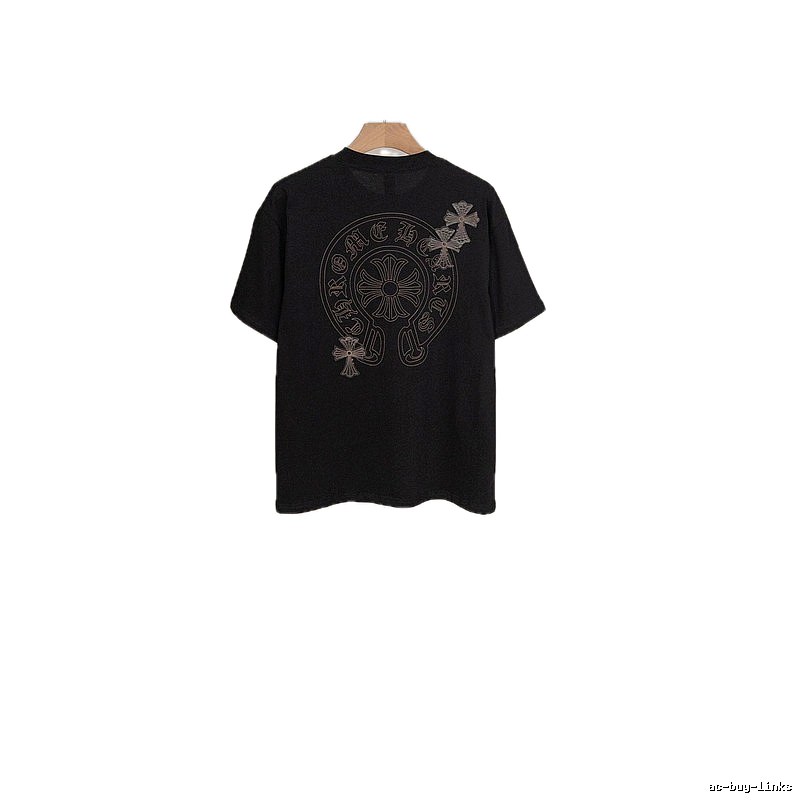 Chrome Hearts Cross Embroidered Street Style Black Short-Sleeve T-Shirt