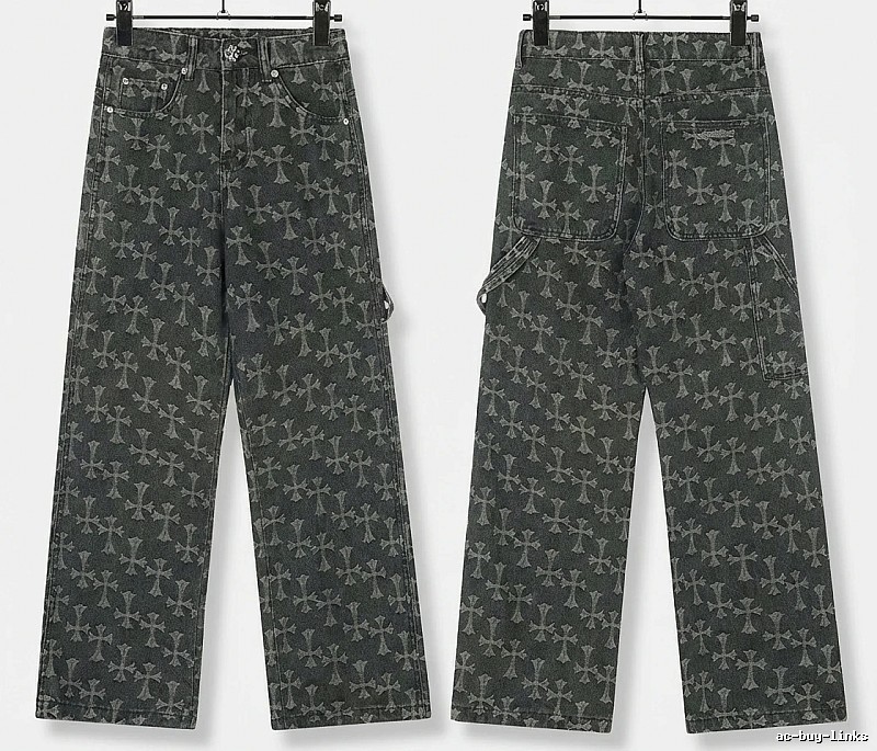 Chrome Hearts cross print black jeans