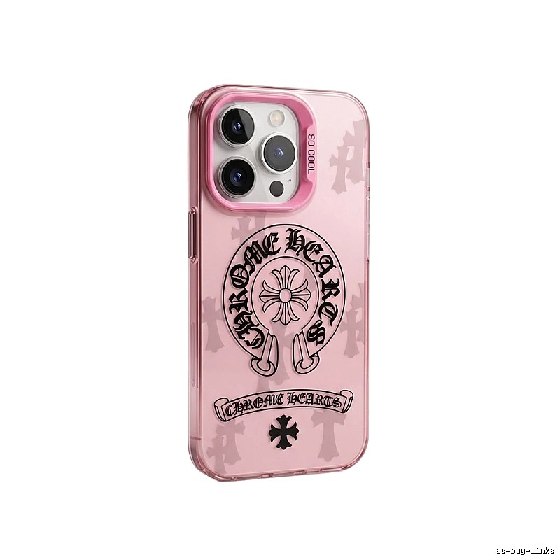 Chrome Hearts dark style pink iPhone case