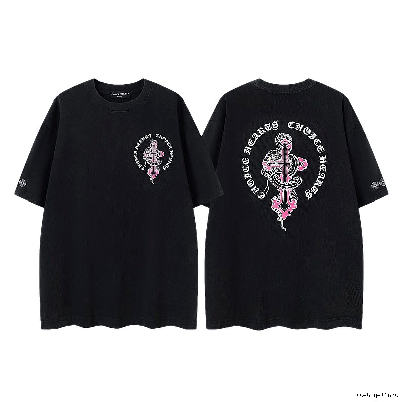 Chrome Hearts Gothic Style Snake & Cross Black Short-Sleeve T-Shirt
