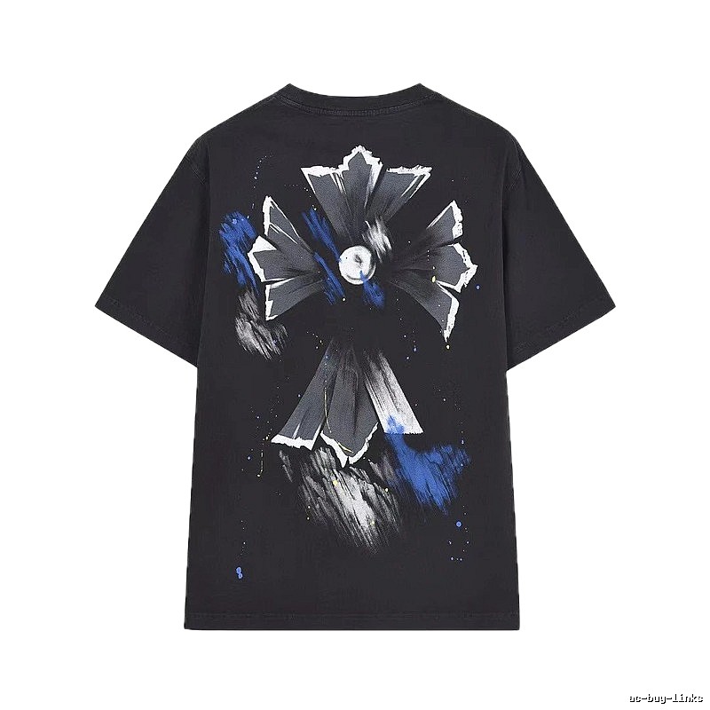 Chrome Hearts Ink-splattered Cross Street Style Black T-shirt