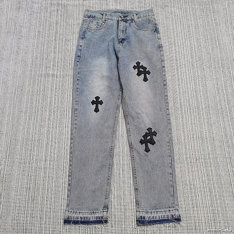Chrome Hearts Monogram Cross patch jeans White Jeans Black for Layered Styling