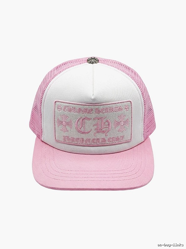 Chrome Hearts Pink and White Patchwork Trendy Hat