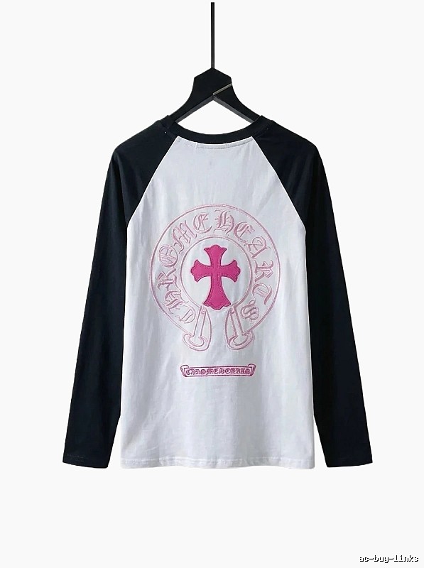 Chrome Hearts religious style pink and white spliced shirt