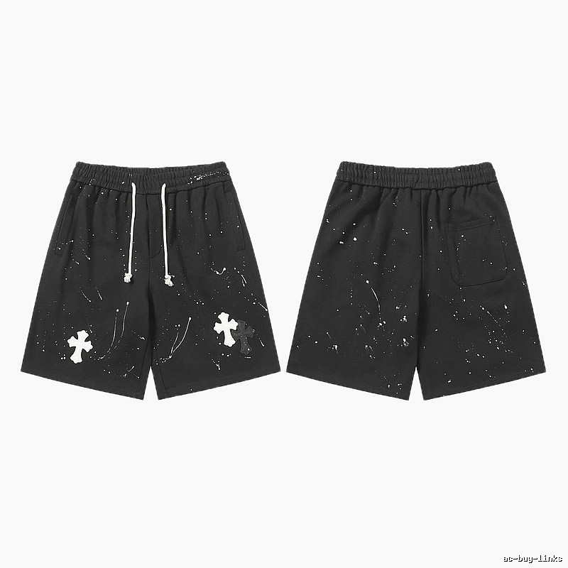 Chrome Hearts splatter - style black shorts