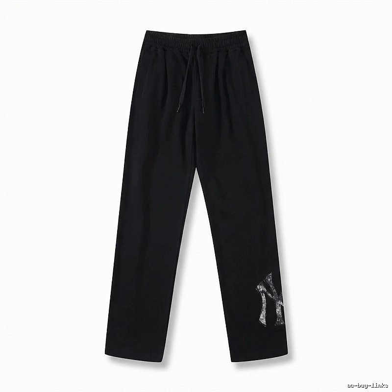 Classic trendy brand black trousers of MLB