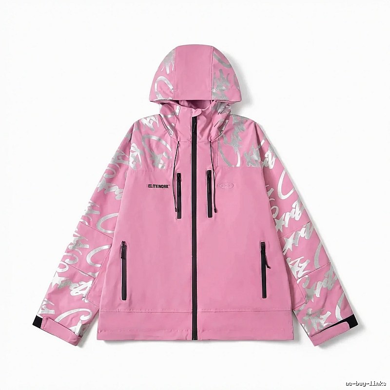 Corteiz Printed Trendy Pink Coat