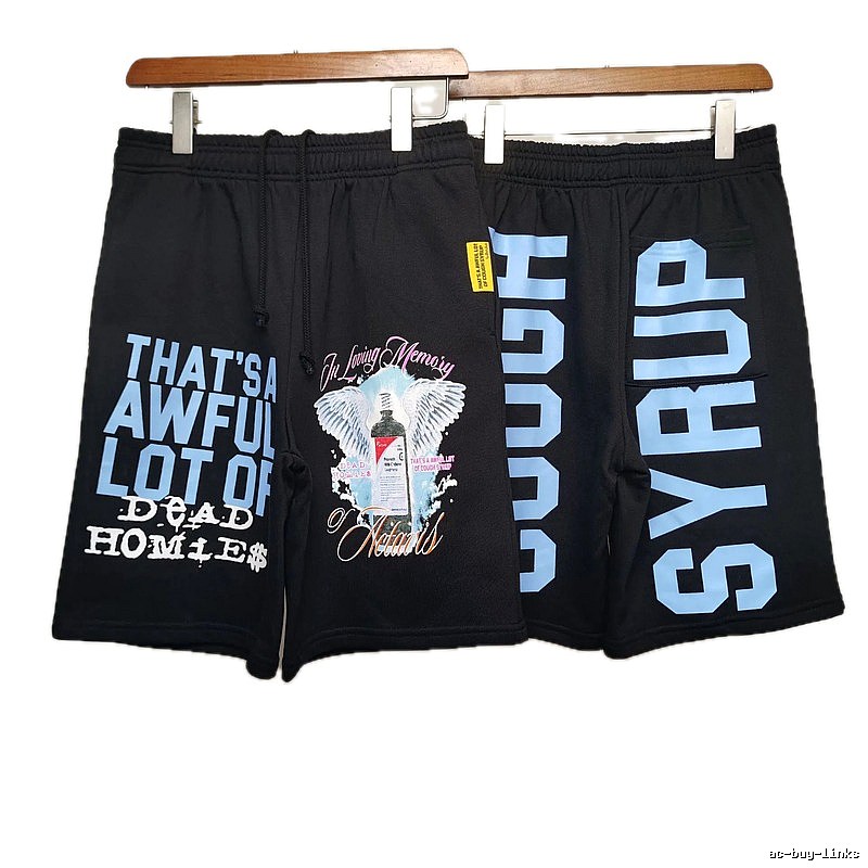 COUGH SYRUP Print Street Style Black Shorts