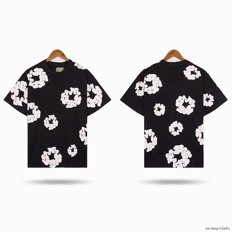 DENIM TEARS Black and White Retro Short-sleeve Shirt
