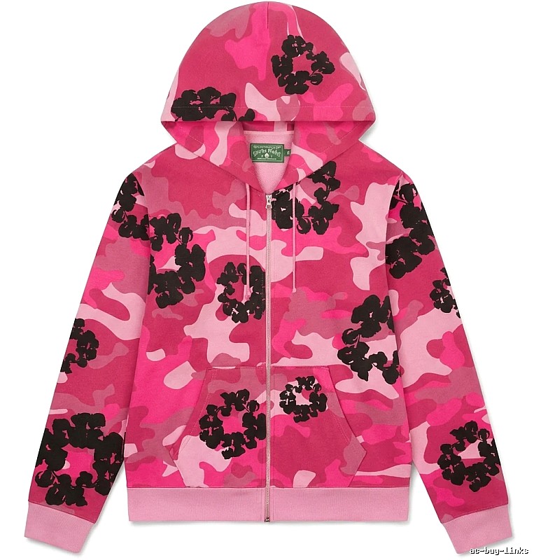 DENIM TEARS camouflage print pink hoodie