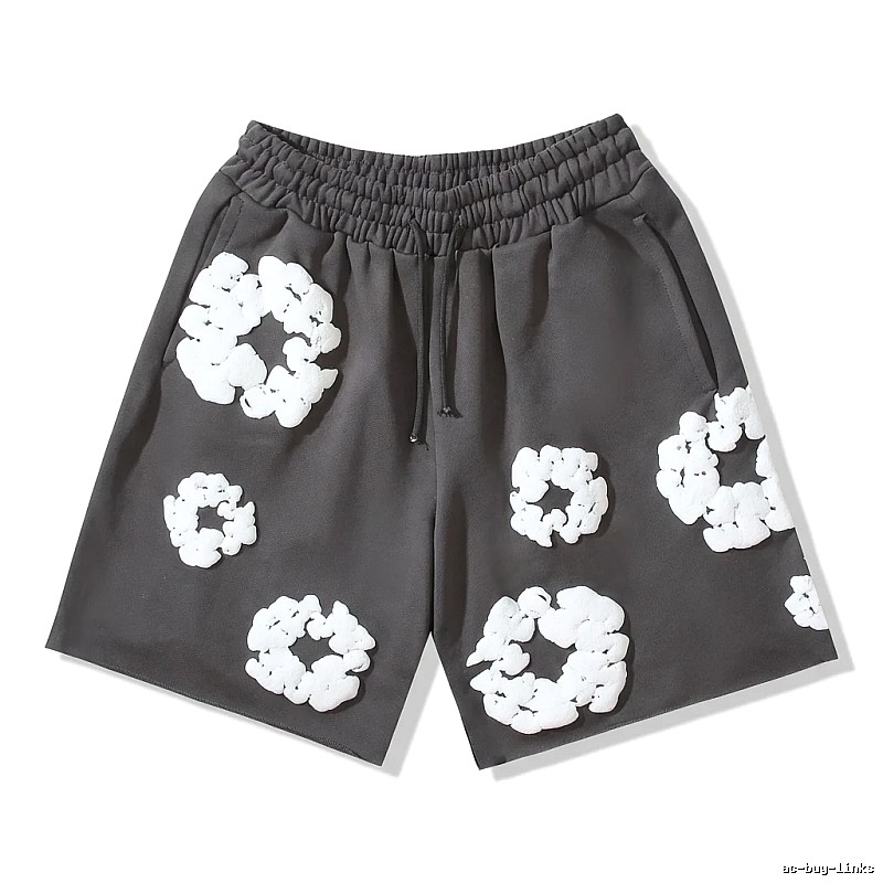 DENIM TEARS Flower Style Black Shorts