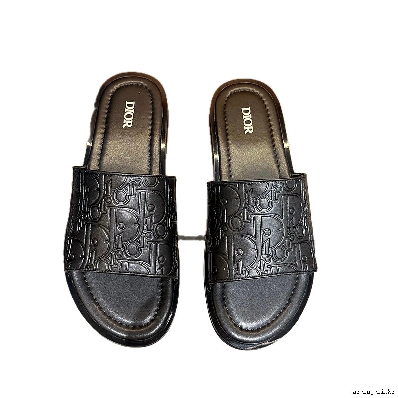 Dior Classic Monogram Light Luxury Style Black Slides
