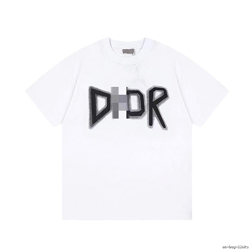 Dior Letter Print Trendy Style White T-Shirt