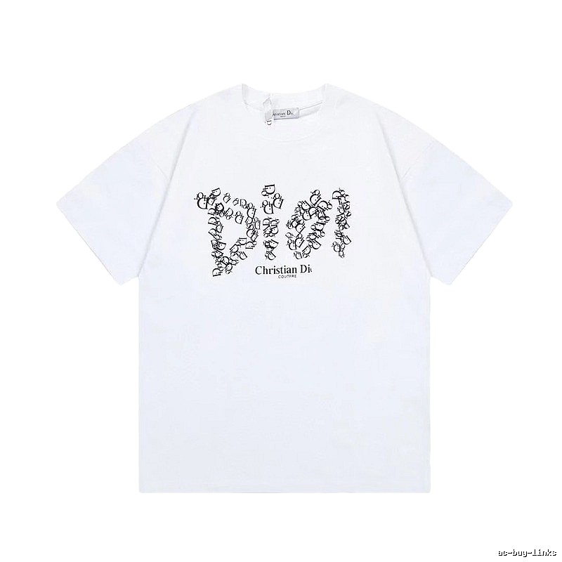 Dior Monogram Light Luxury Style White Short-sleeve T-Shirt