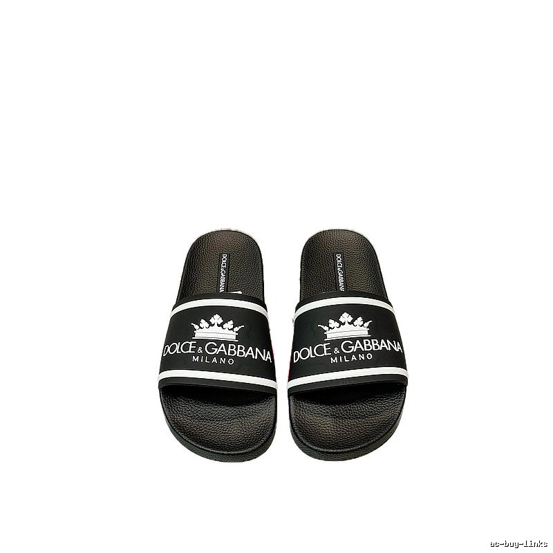 Dolce & Gabbana Crown Collection Light Luxury Style Black Slides