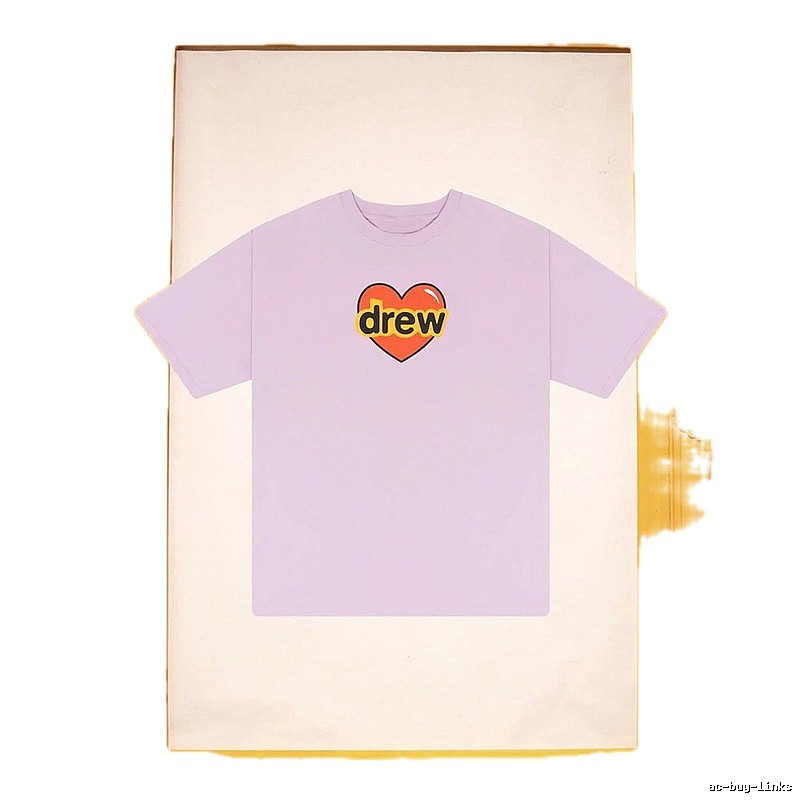 DREW Love Heart Print Street Style Light Purple Short Sleeve T-shirt
