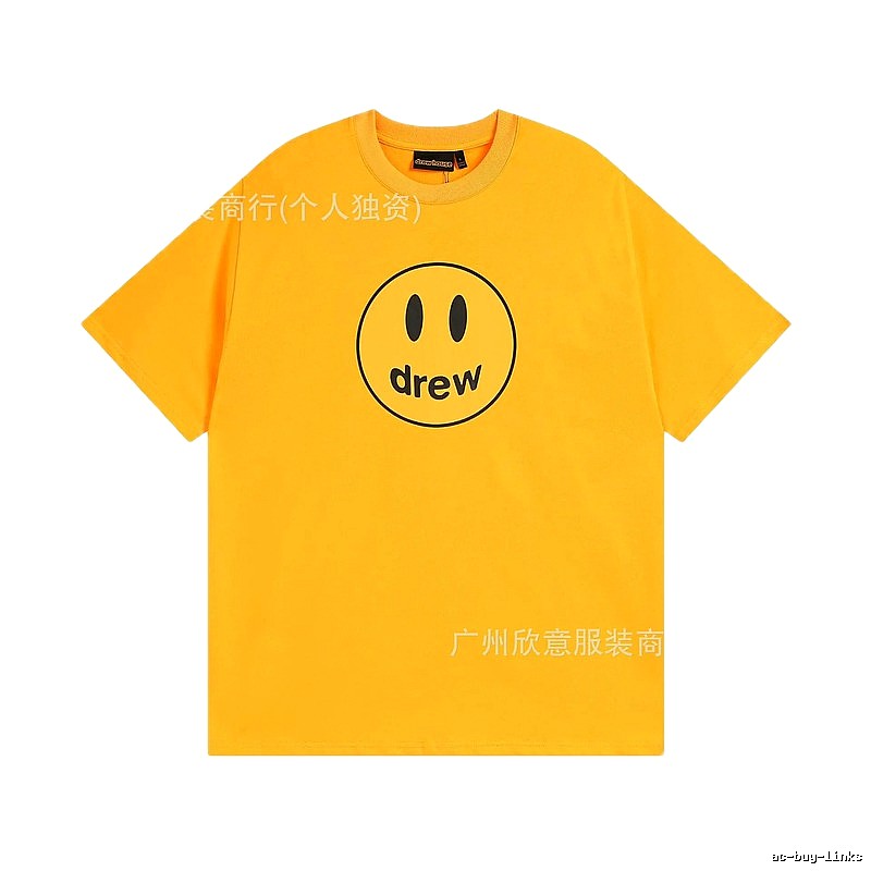 DREW Smiley Face Street Style Yellow Short Sleeve T-shirt