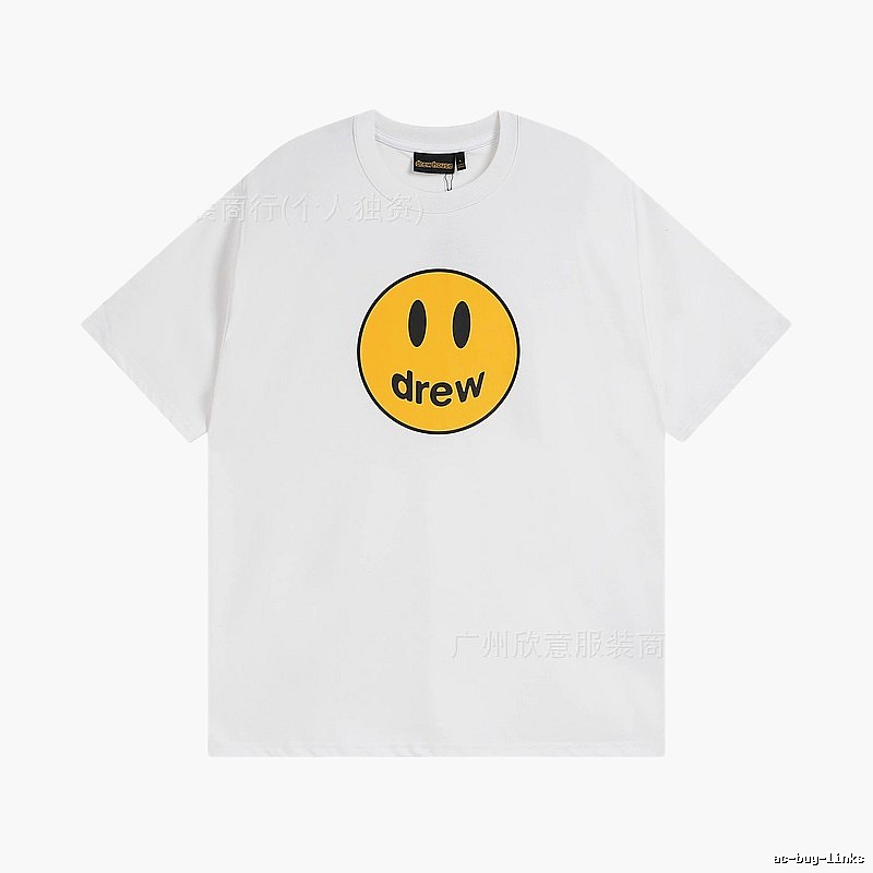 DREW Smiley Series Casual Style White Short-sleeve T-shirt