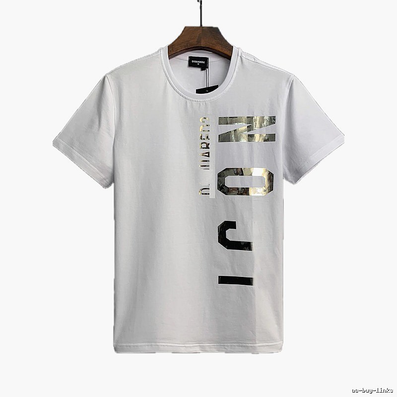 DSQ ICON Foil-stamped Trendy White T-Shirt