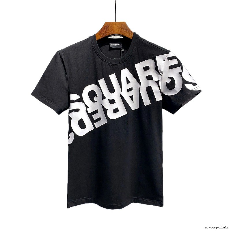 DSQ Large Letter Print Street Style Black T-Shirt