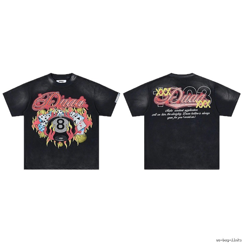 DUAA Black Eight Series American Retro Black T-Shirt